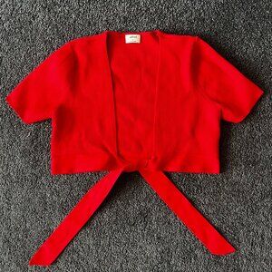 Aritzia Wilfred Red Cropped Front Tie Top - Size S